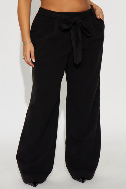 News Briefing Boucle Belted Wide Leg Pant 32″ - Black