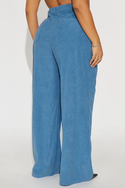 Everyday Casual Corduroy Wide Leg Pant 32″ - Blue
