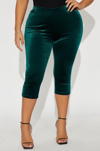 Analisa High Rise Velvet Capri Legging 19″ - Hunter