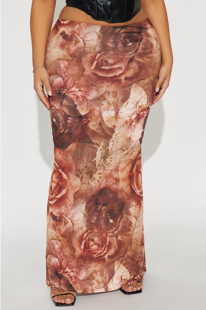 Autumn Romance Maxi Skirt - Brown/combo