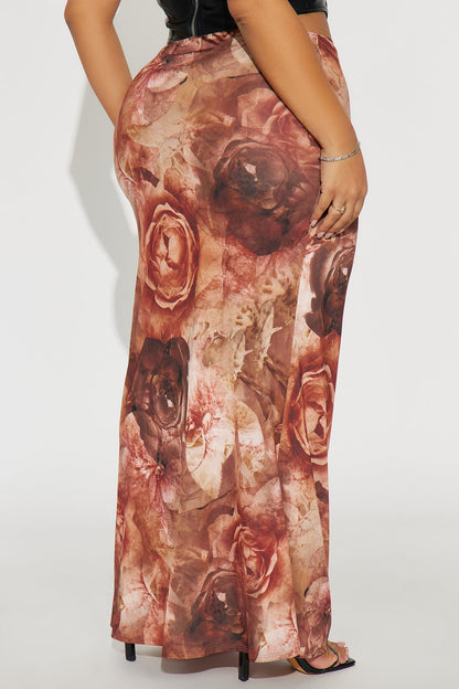 Autumn Romance Maxi Skirt - Brown/combo