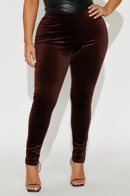 Analisa High Rise Velvet Leggings - Chocolate