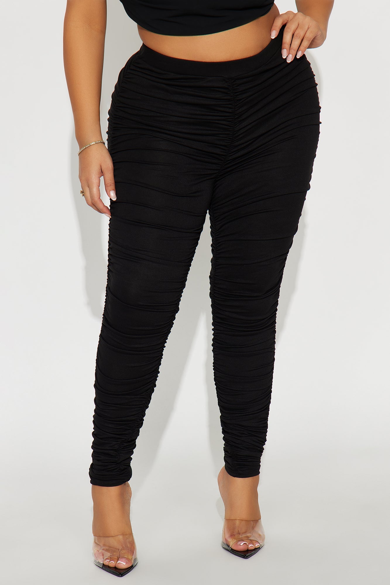 Perfectly Pinched Ruched High Rise Legging - Black