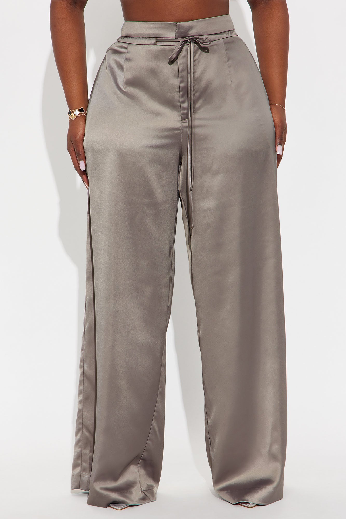Avani Wide Leg Satin Pant 33 - Grey