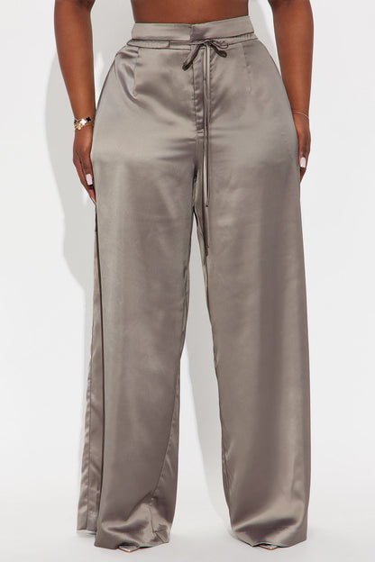 Avani Wide Leg Satin Pant 33 - Grey