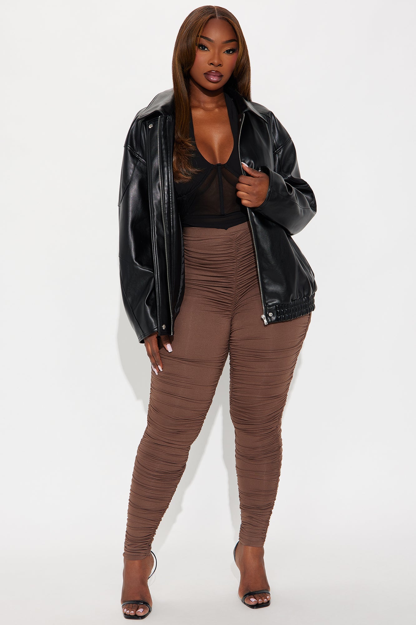 Perfectly Pinched Ruched High Rise Legging - Chocolate