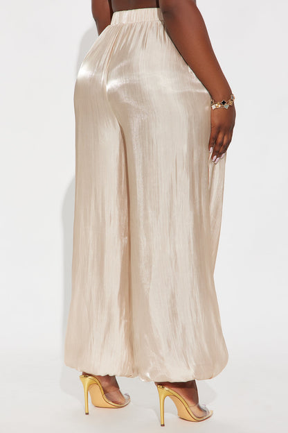 Try Hard Satin Balloon Jogger Pants 29″ - Champagne