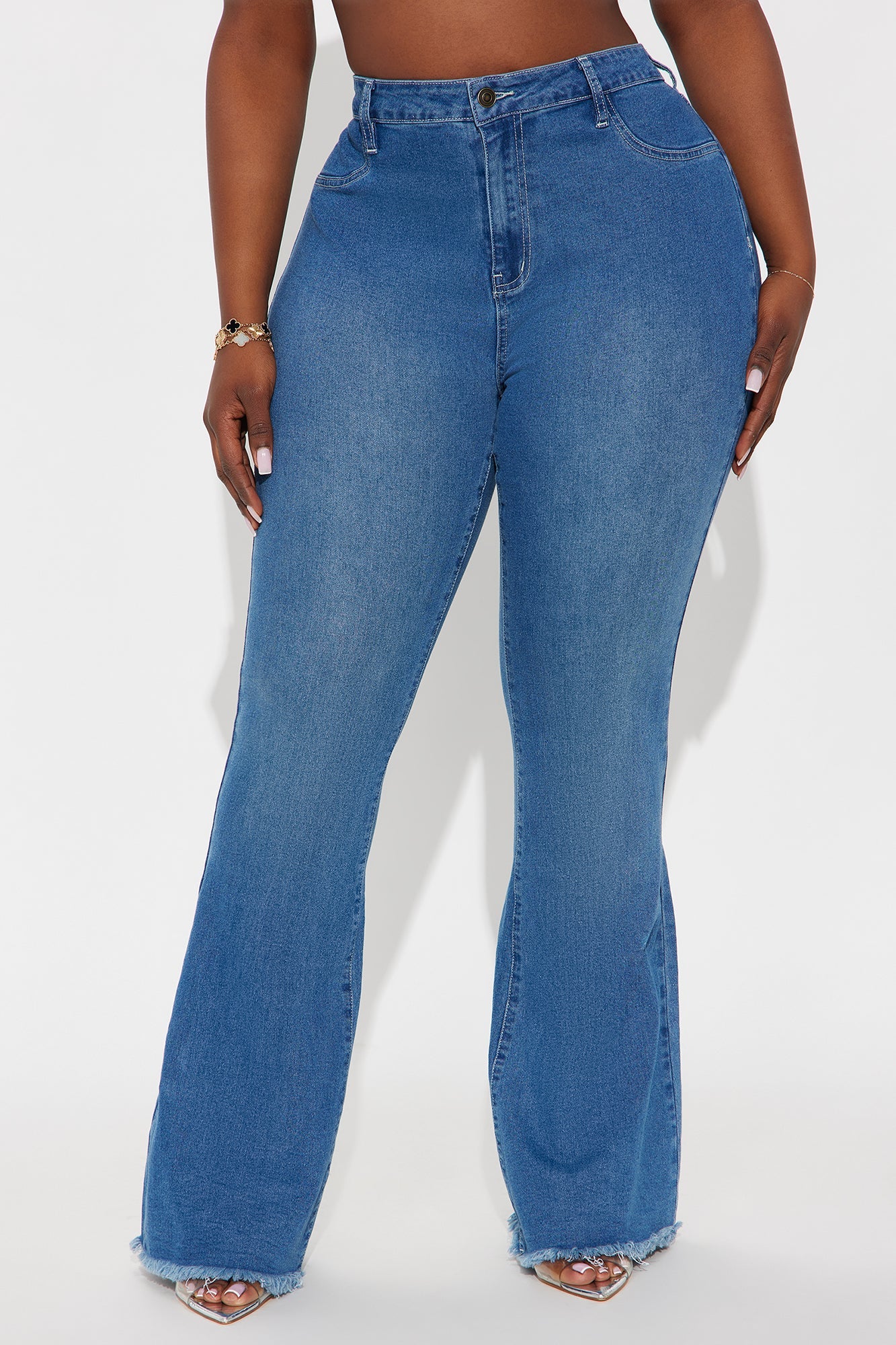 She Ate High Rise Stretch Flare Jeans - Medium Wash