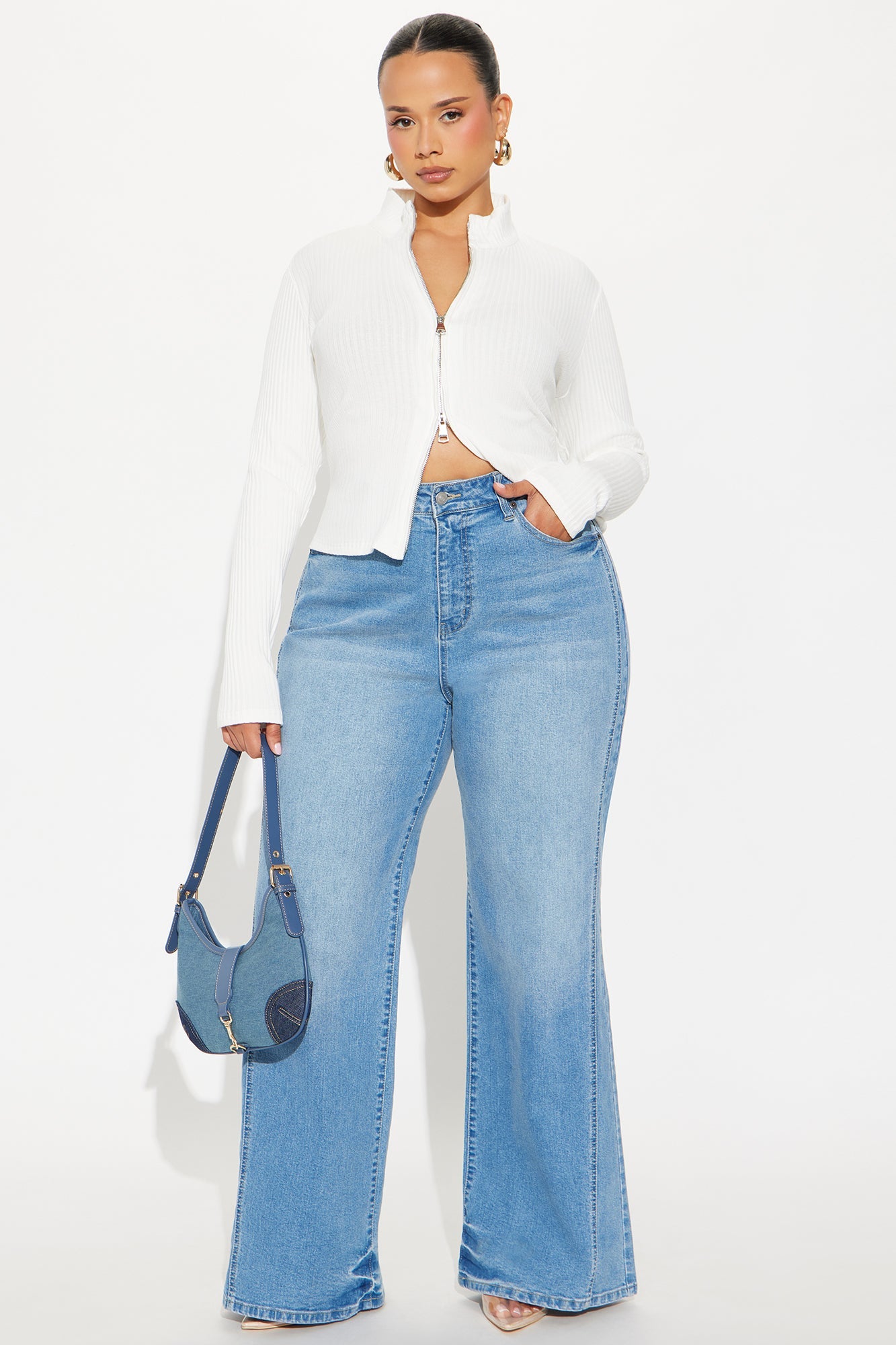 Upper West High Rise Stretch Flare Jeans - Medium Wash