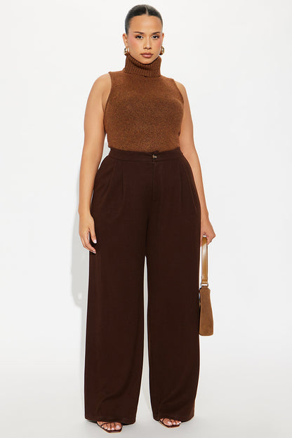 Wilma Wide Leg Trousers 33″ - Chocolate