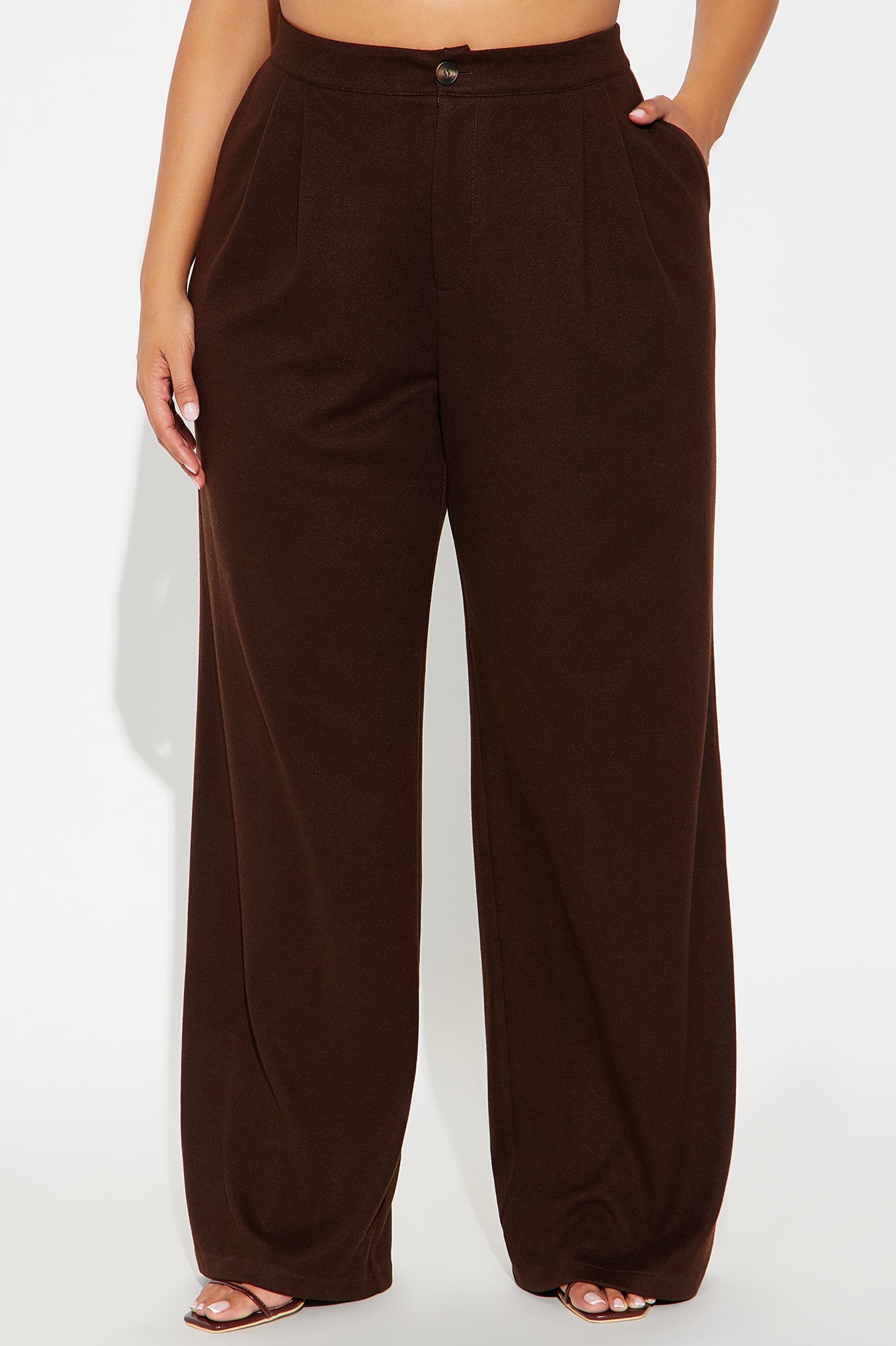 Wilma Wide Leg Trousers 33″ - Chocolate