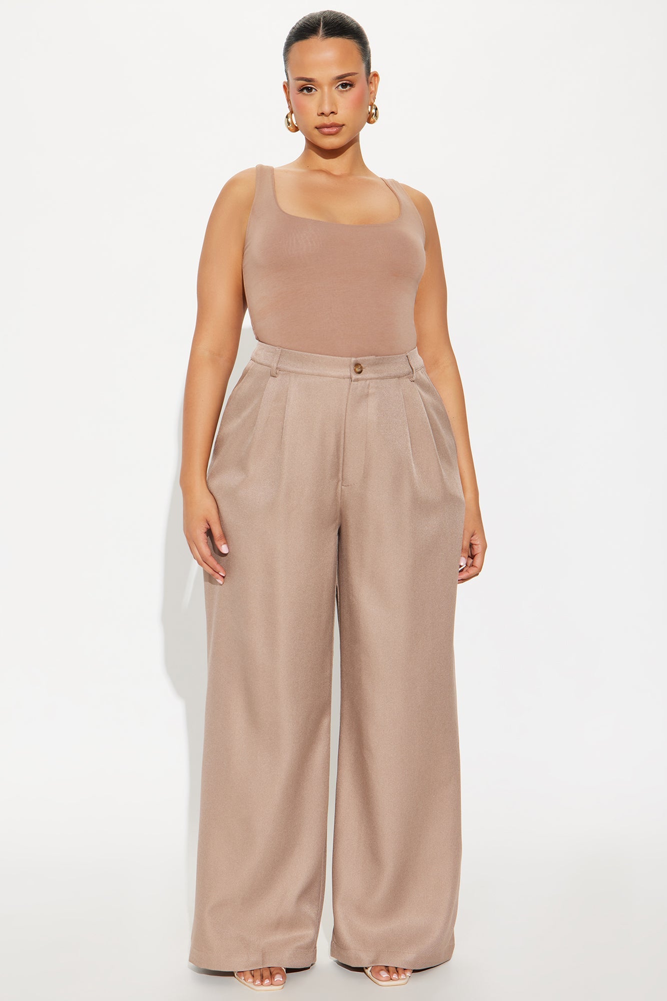 Rene Wide Leg Trouser Pant 32″ - Taupe