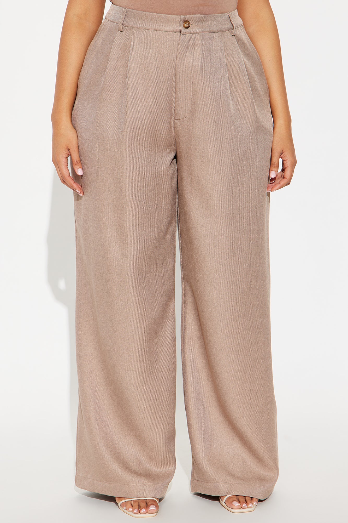 Rene Wide Leg Trouser Pant 32″ - Taupe