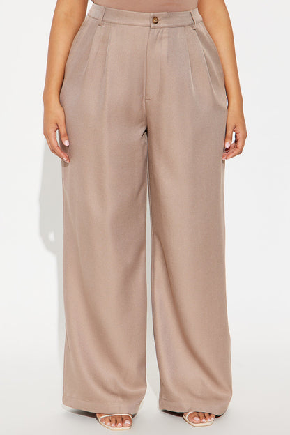 Rene Wide Leg Trouser Pant 32″ - Taupe