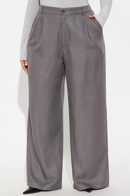 Rene Wide Leg Trouser Pant 32″ - Charcoal