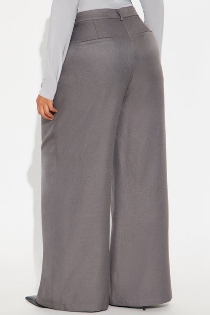 Rene Wide Leg Trouser Pant 32″ - Charcoal