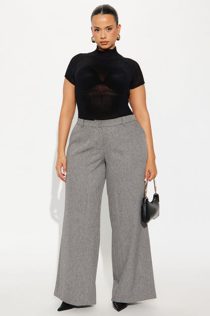 Ava Crepe Wide Leg Trousers 33 - Light Grey