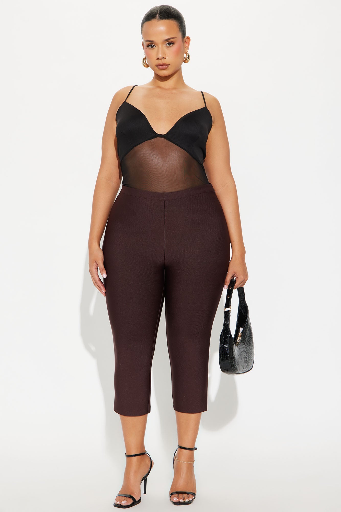 Jasmine Bandage Capri Pant - Chocolate