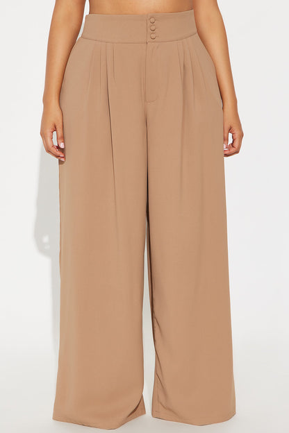 Clarabelle Wide Leg Crepe Trousers 33″ - Khaki