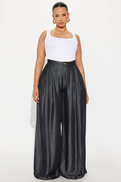 Trust Issues Chambray Wide Leg Pant 33 - Rinse Blue Wash