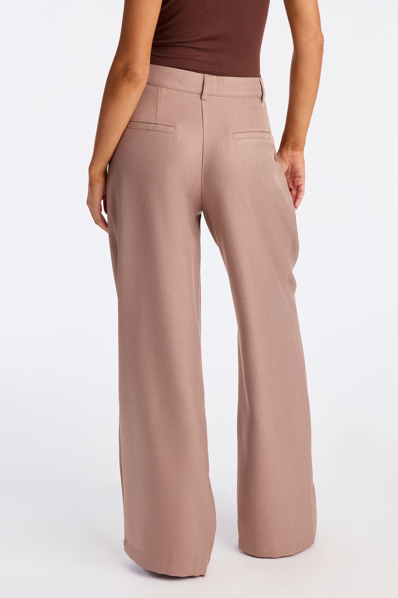 Rene Wide Leg Trouser Pant 32″ - Taupe