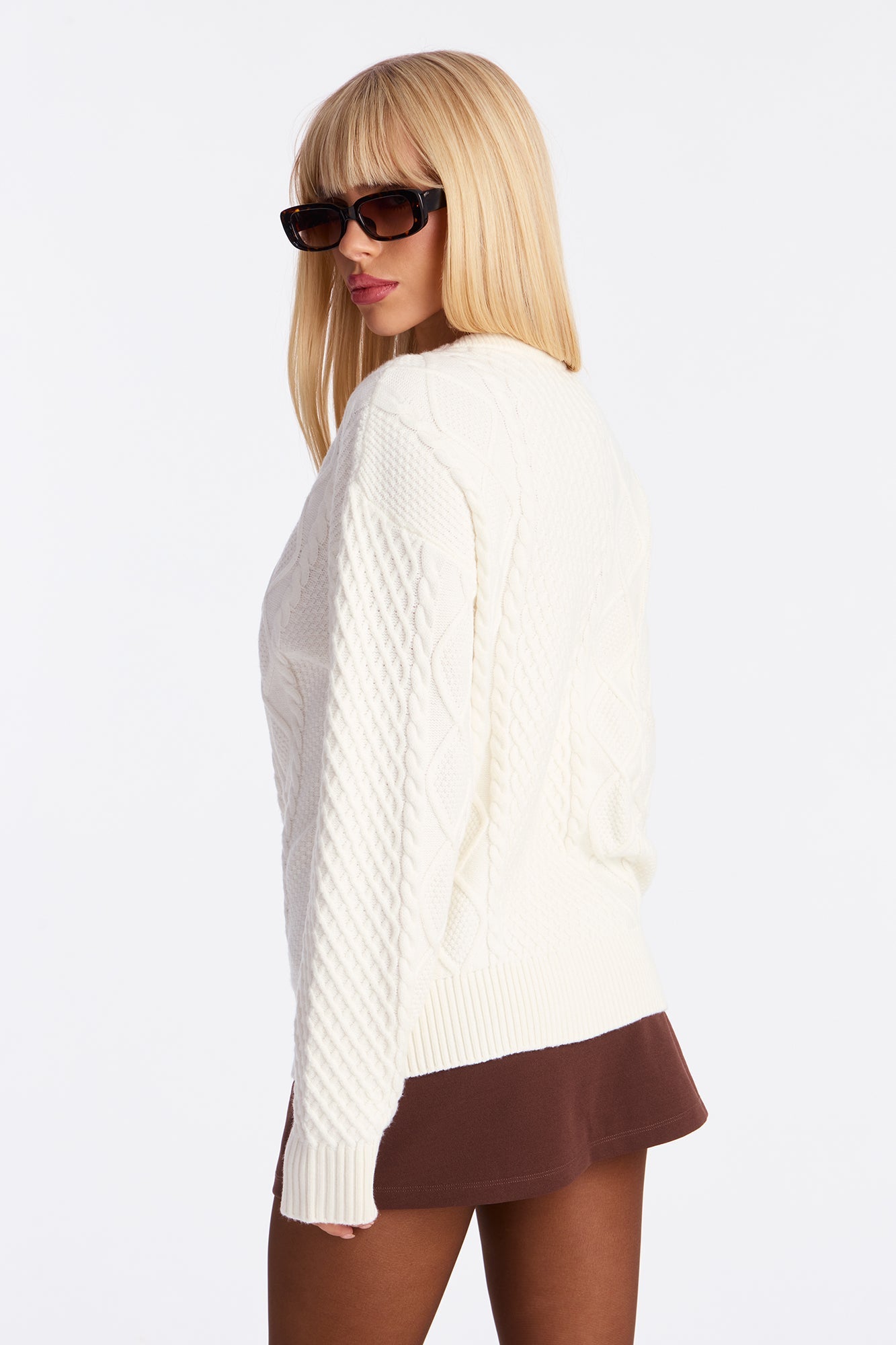 Azusa Cable Knit Sweater - Ivory