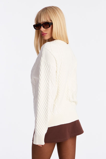 Azusa Cable Knit Sweater - Ivory