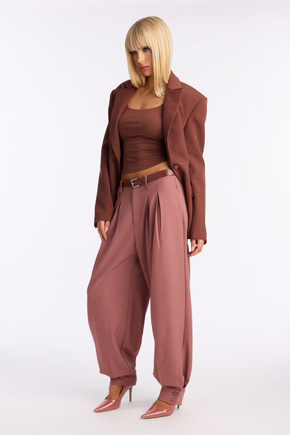 Helena Belted Trouser Pant - Rose