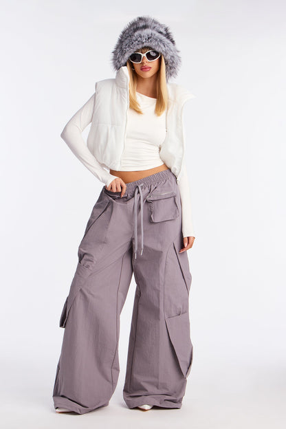 Harmony Cropped Puffer Vest - White