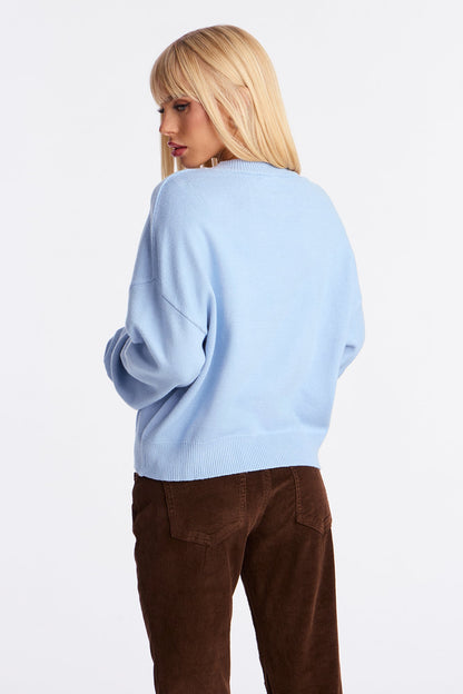 Santa Baby Cropped Sweater - Blue/combo