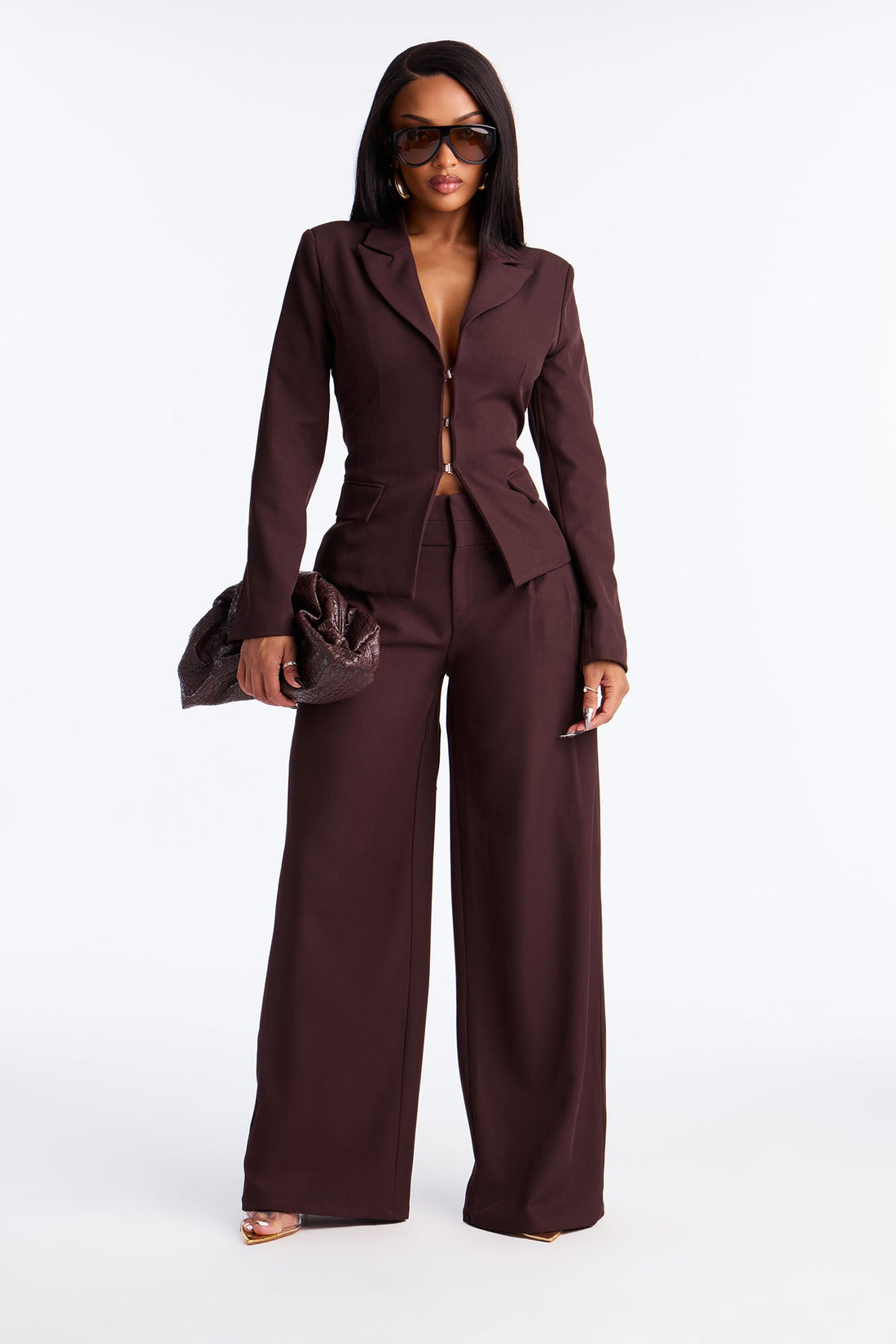 Power Pose Lace Up Fitted Blazer - Wine