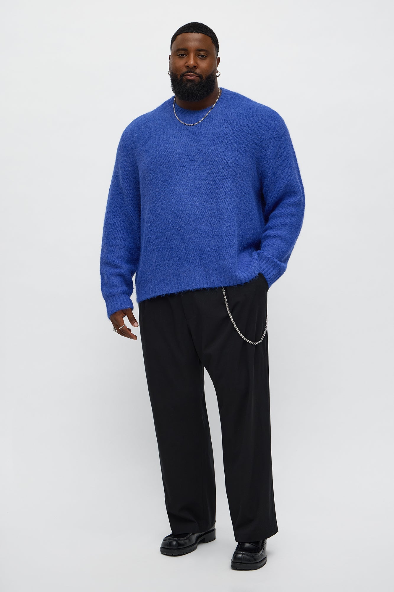 Oversized Fluffy Sweater - Blue