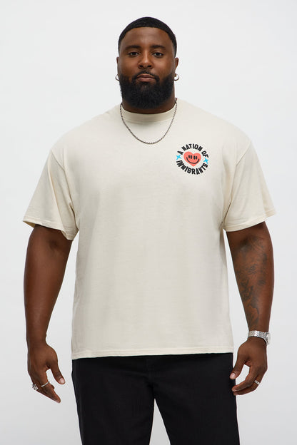Immigrant Nation With Love Short Sleeve Tee - Natural