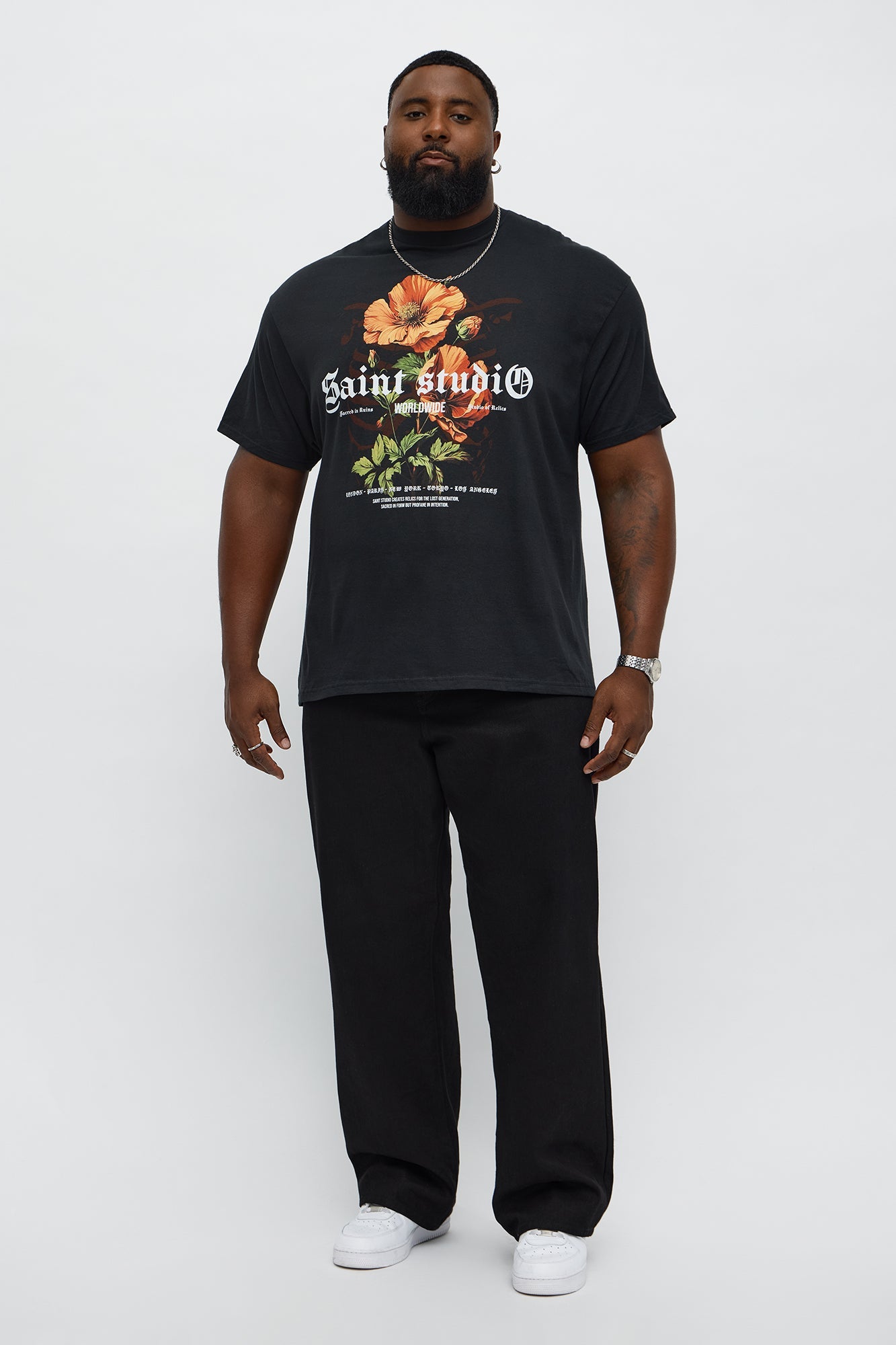 Saint Studio Floral Edition Short Sleeve Tee - Black