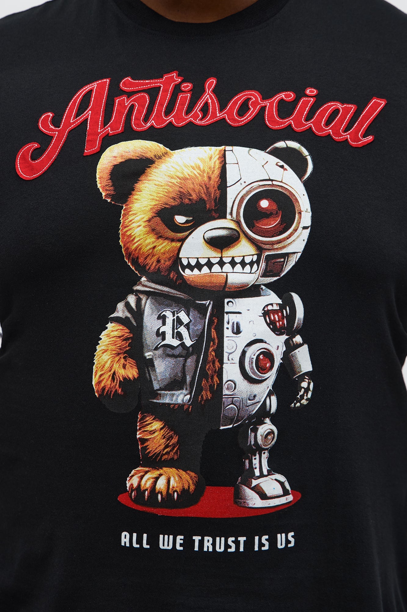 Antisocial Cyborg Bear Short Sleeve Tee - Black