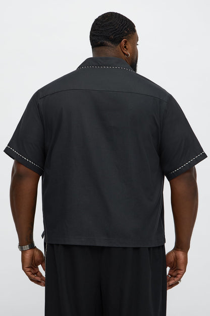 Threaded Gems Button Up Shirt - Black