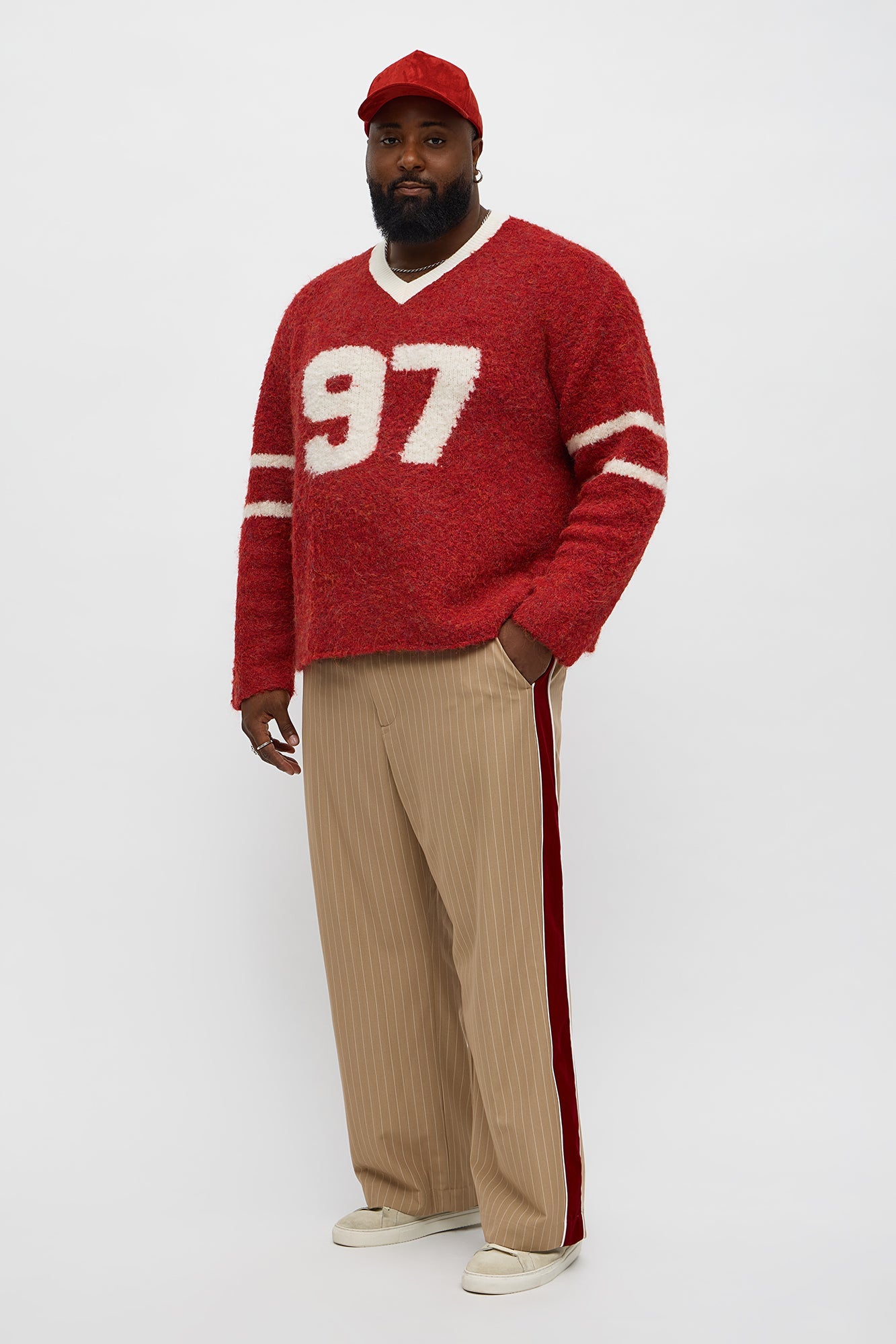 Boxy Winning Team Fuzzy Knit - Red