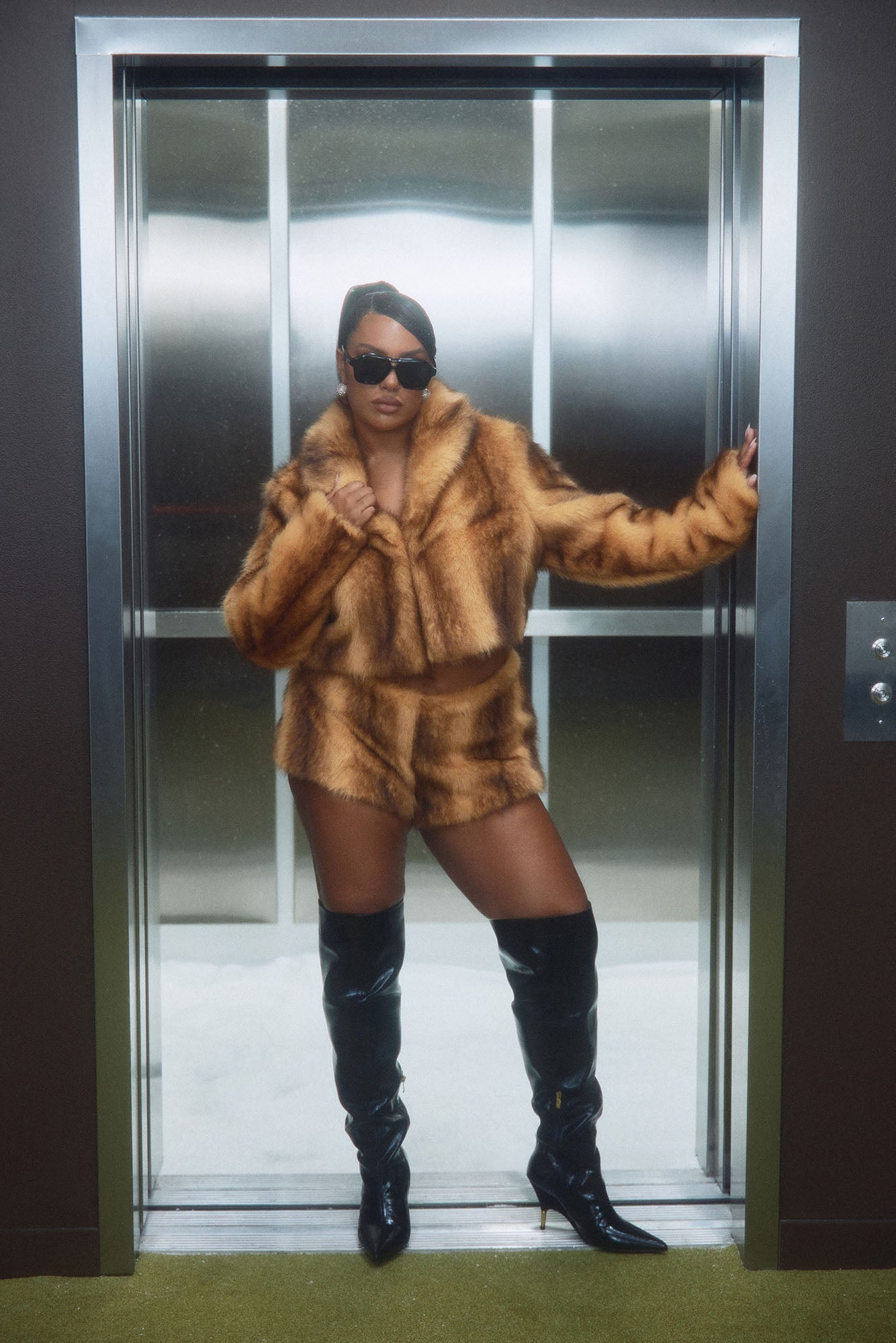 A Whole Mood Faux Fur Micro Short - Camel