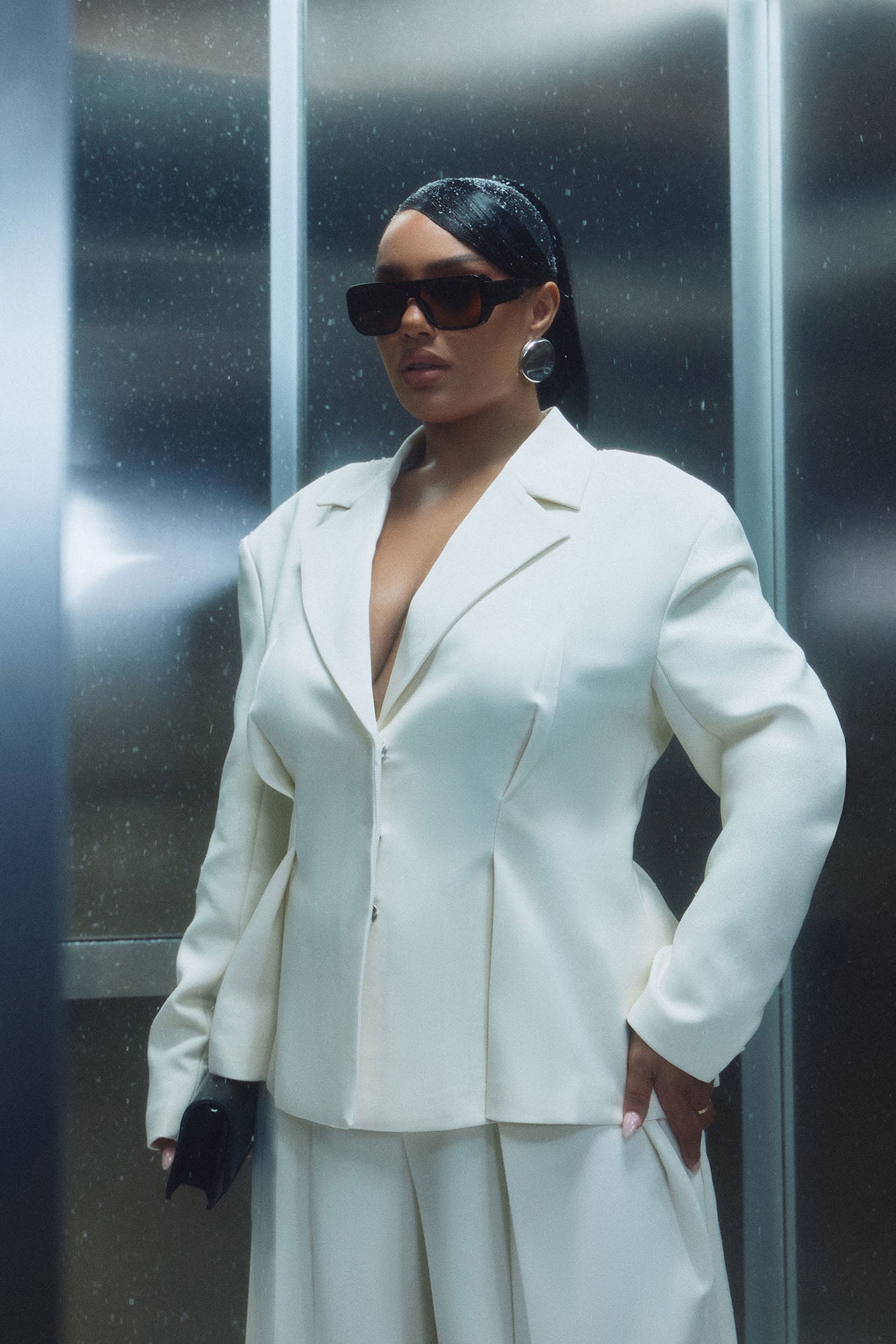 Luxe Living Pleated Blazer - Ivory