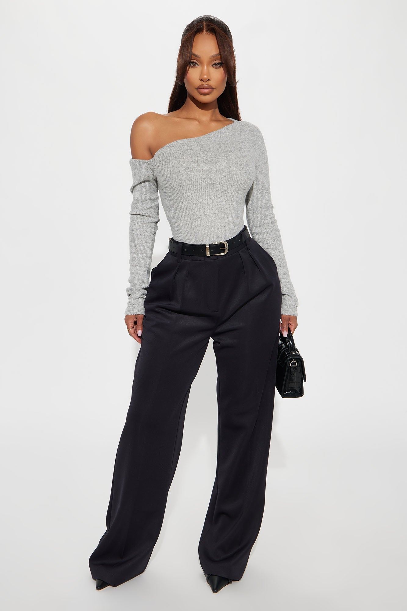 Naomi Ribbed Bodysuit - Heather Grey