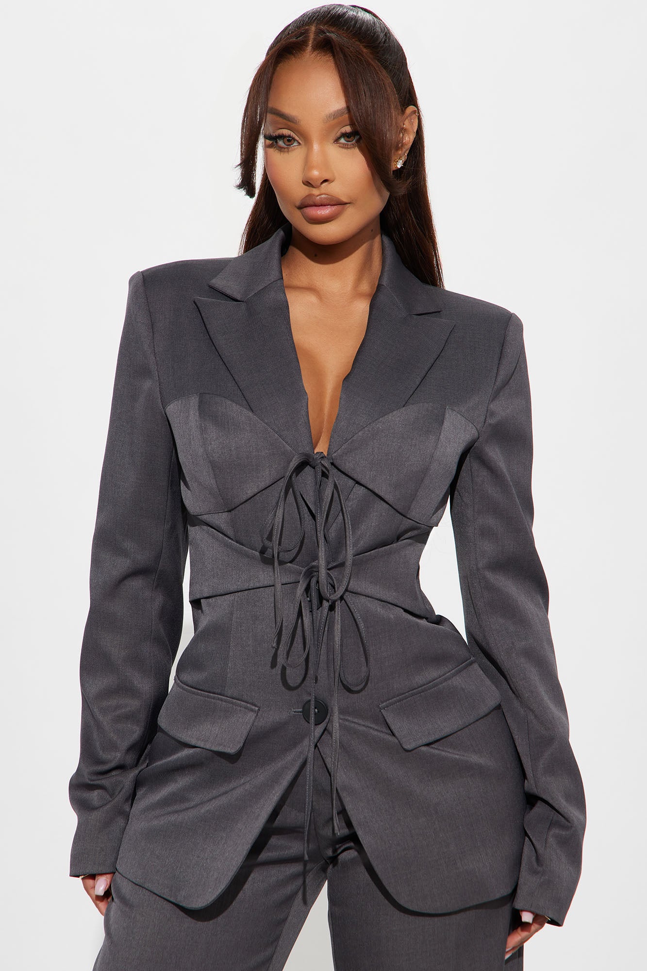 Pretty Official Blazer Pant Set - Grey