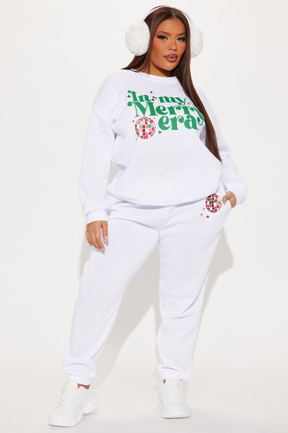 Christmas Spirit Fleece Pant Set - White