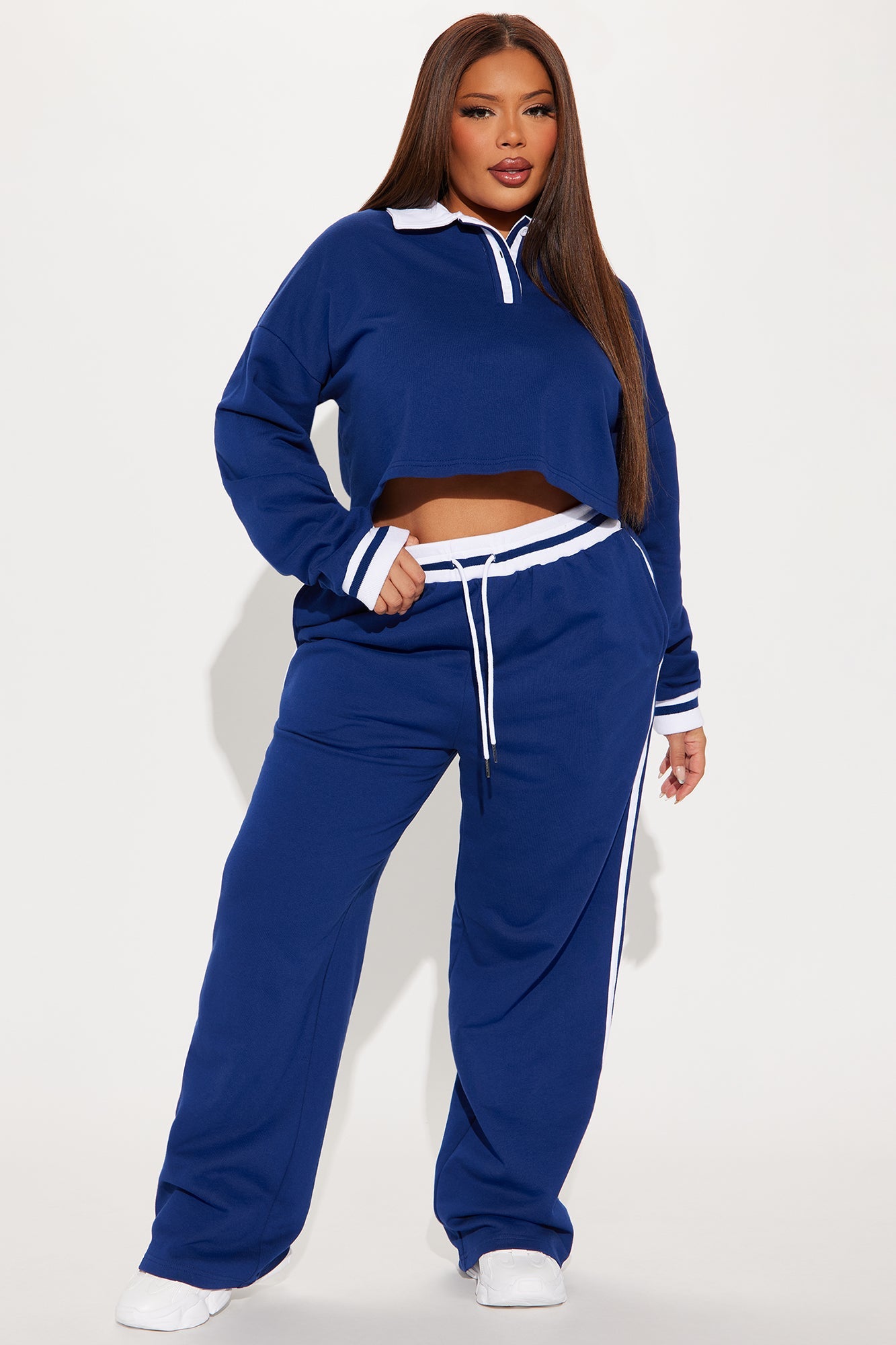 Country Club Polo Fleece Pant Set - Navy