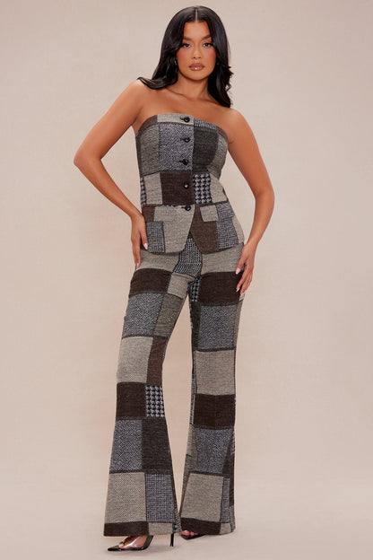 Harriet Patched Top - Brown/combo