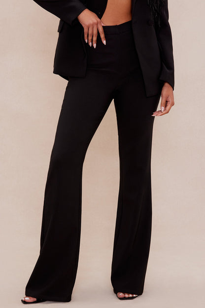 Diana Feather Blazer Suit Set - Black