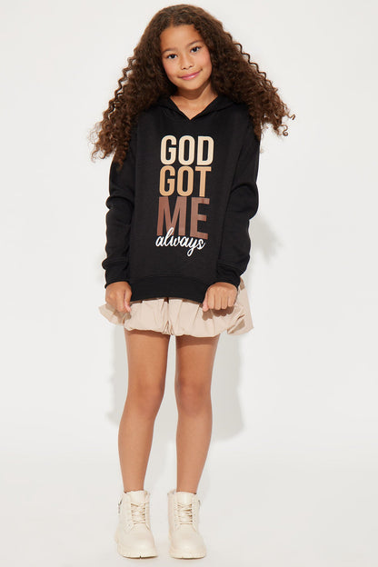 Mini God Got Me Fleece Hoodie - Black