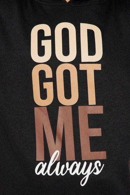 Mini God Got Me Fleece Hoodie - Black