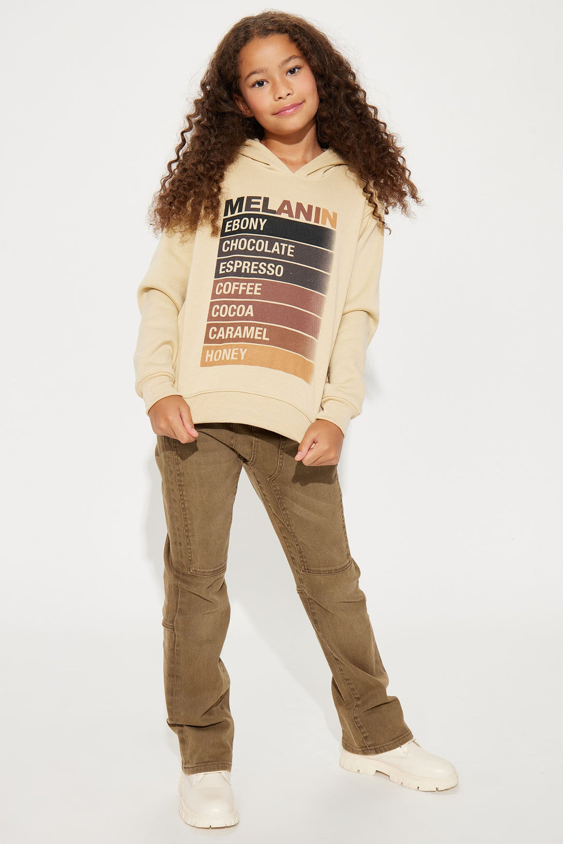 Mini Drippin In Melanin Fleece Hoodie - Sand