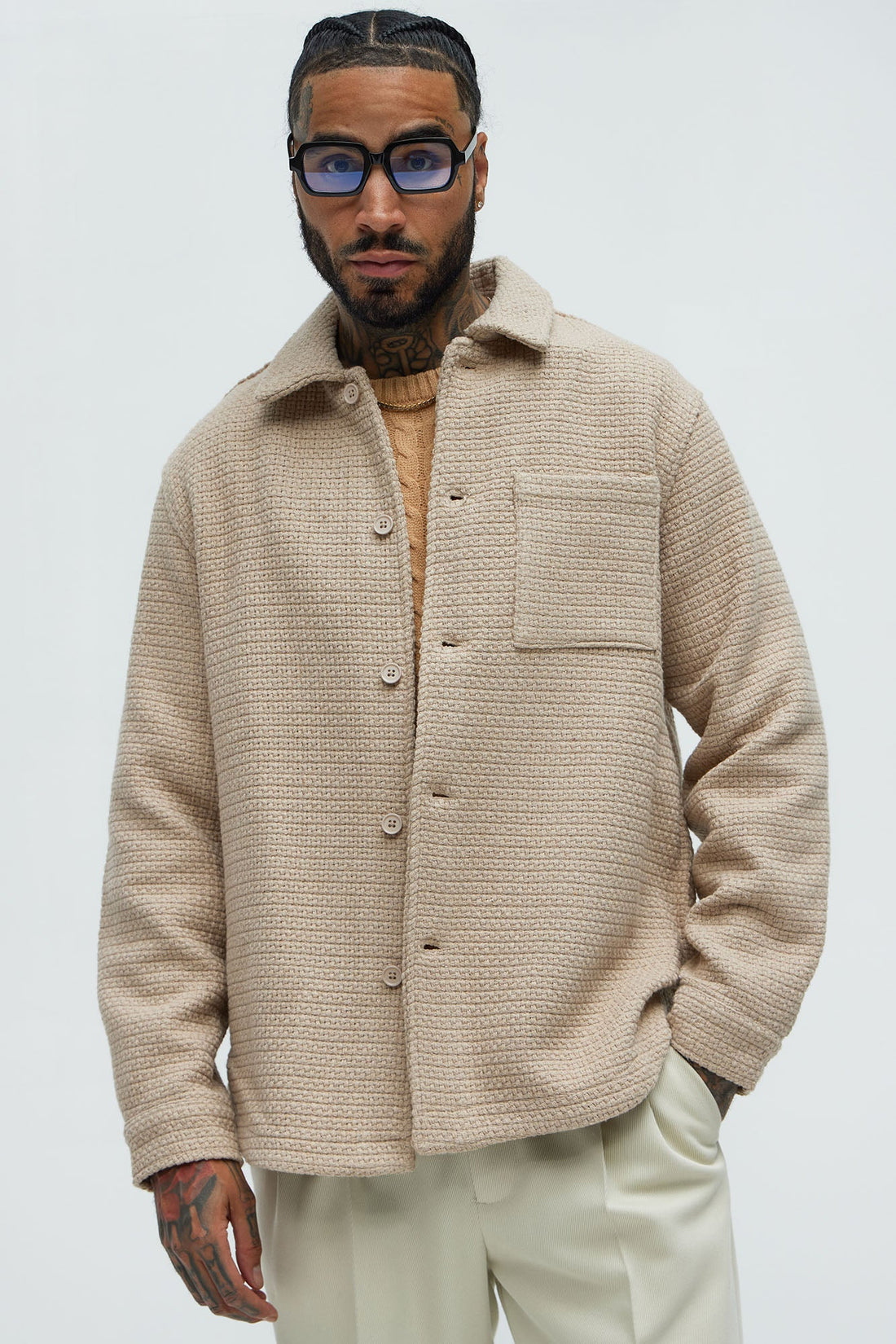 Linden Textured Button Up Shirt - Tan