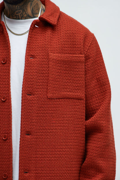 Linden Textured Button Up Shirt - Rust